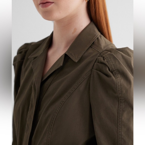 NWT Express Puff Sleeve Tie Waist Chino Jumpsuit - Picture 4 of 8